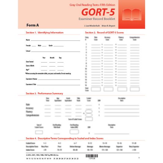 5E-GORT-5 Examiner Record Booklets (Form A)
