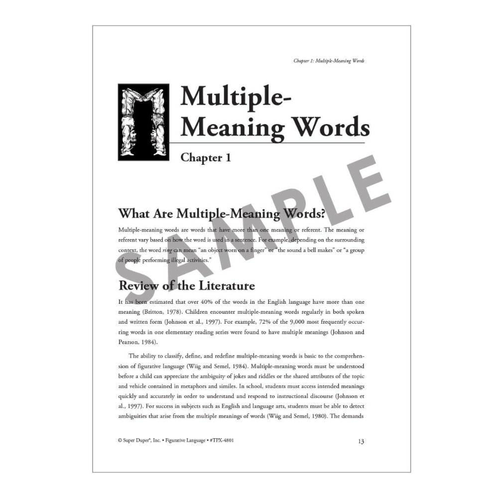Figurative Language Book, multiple meanings worksheet