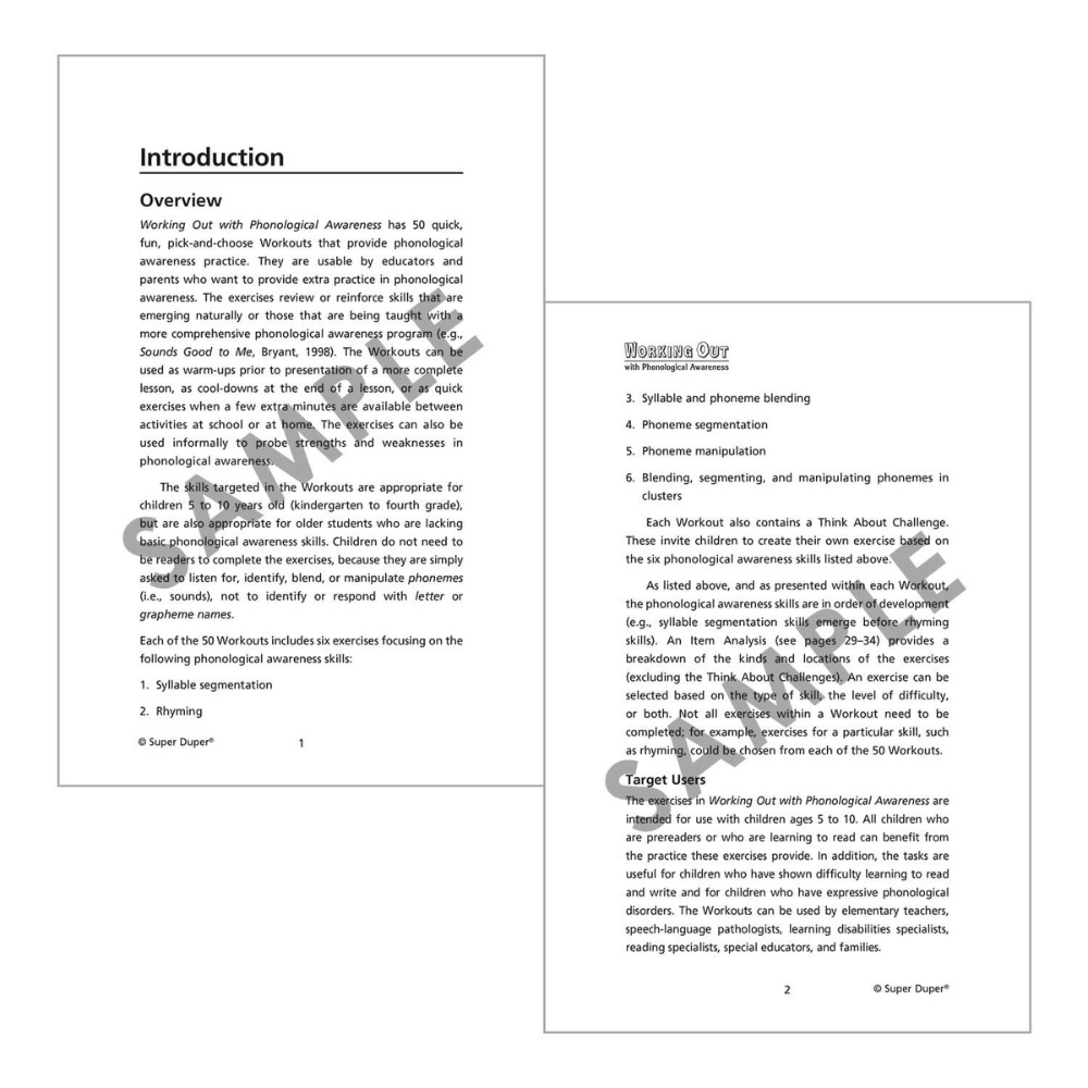 Working Out with Phonological Awareness activity page targeting sound clusters