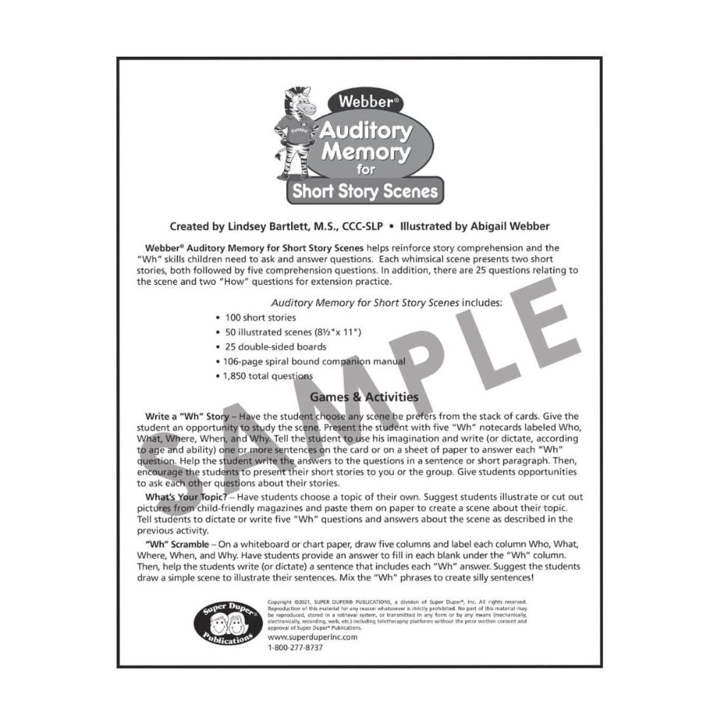 Webber Auditory Memory Short Story Scenes