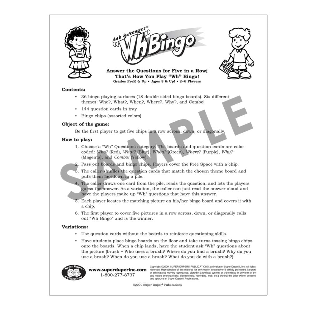 Ask & Answer® "Wh" Bingo