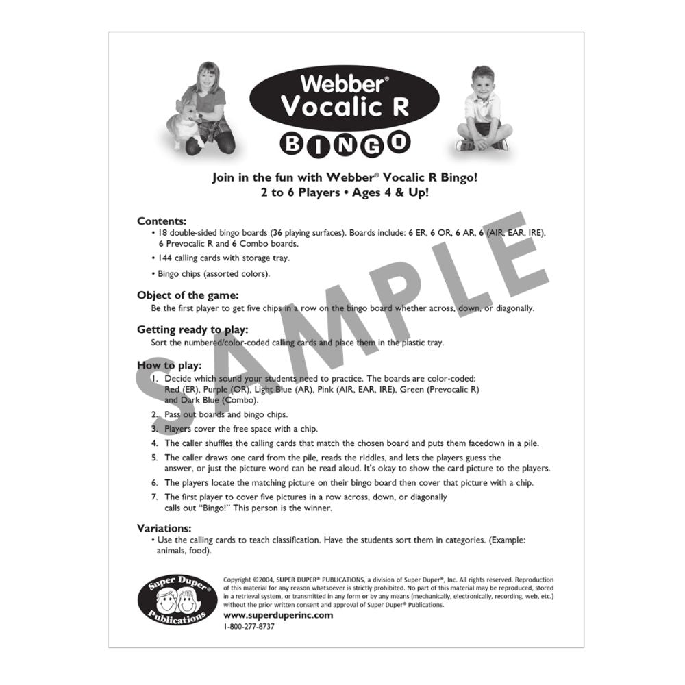 Webber® Vocalic R Bingo