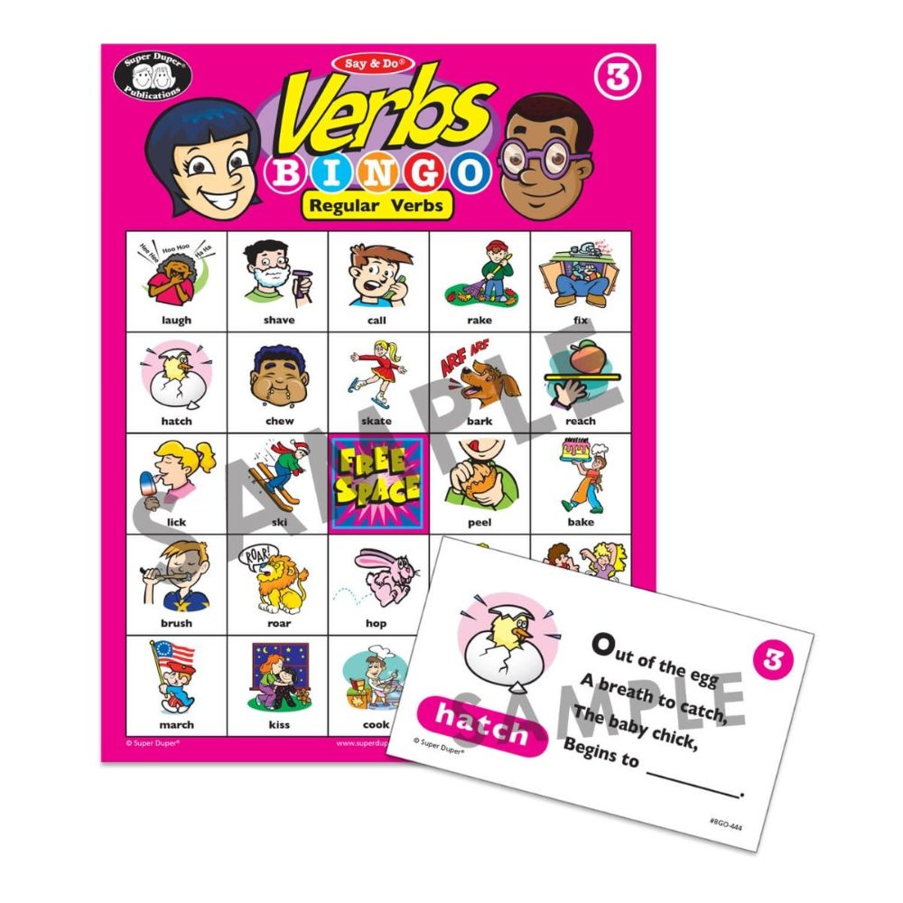 Say & Do® Verbs Bingo Regular Verbs bingo card