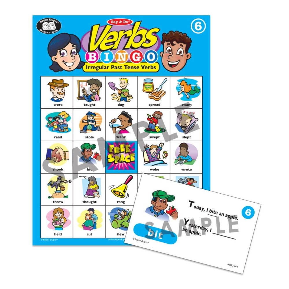 Say & Do® Verbs Bingo Irregular Past Tense Verbs bingo card