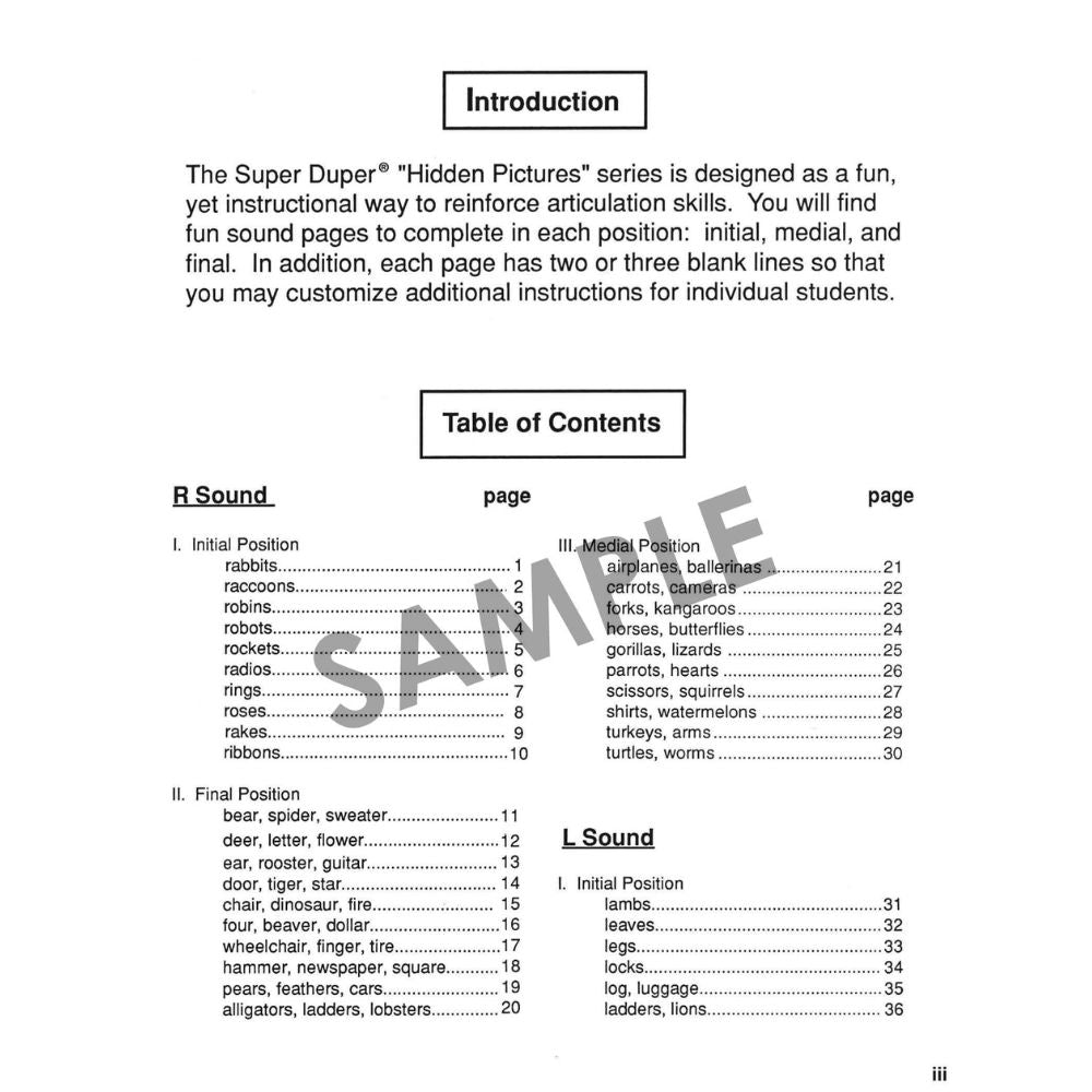 180 Hidden Pictures For Articulation Book