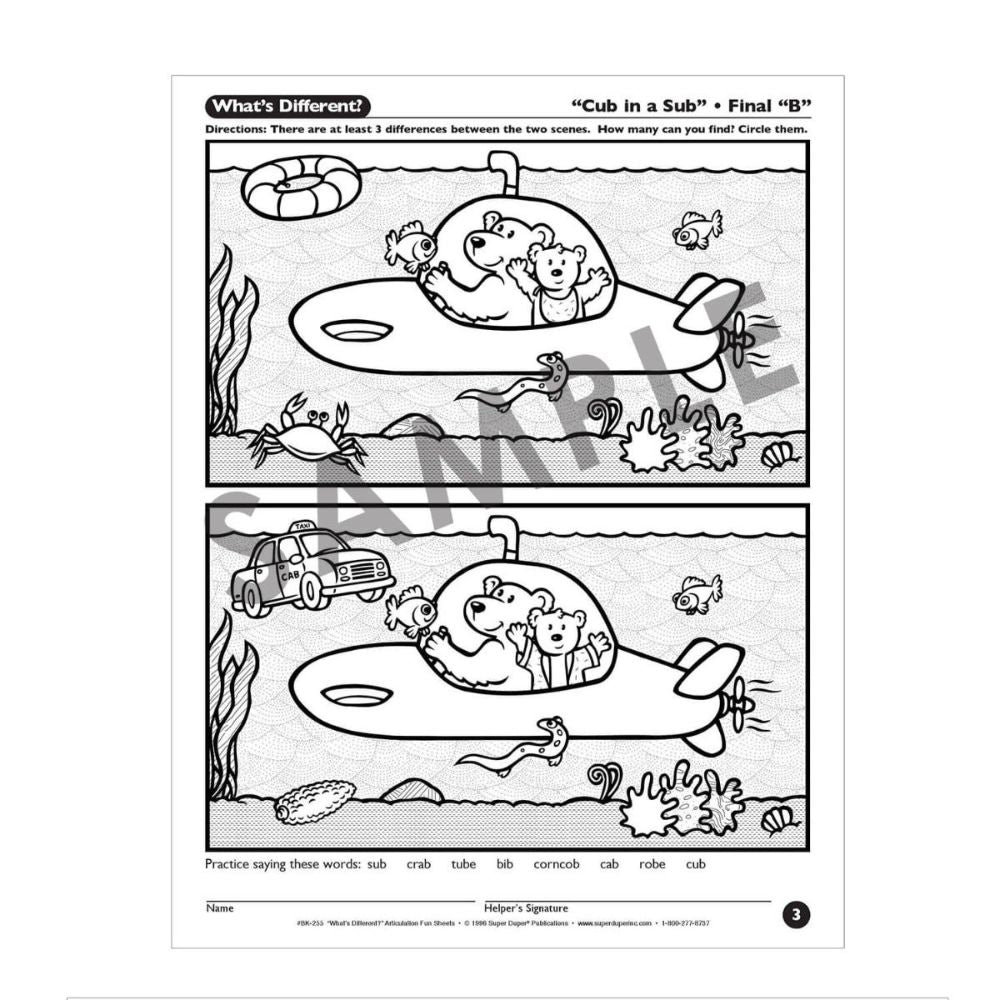 What's Different? Articulation Fun Sheets