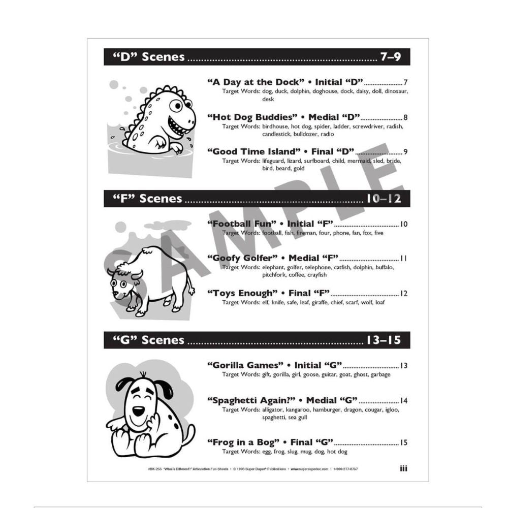 What's Different? Articulation Fun Sheets