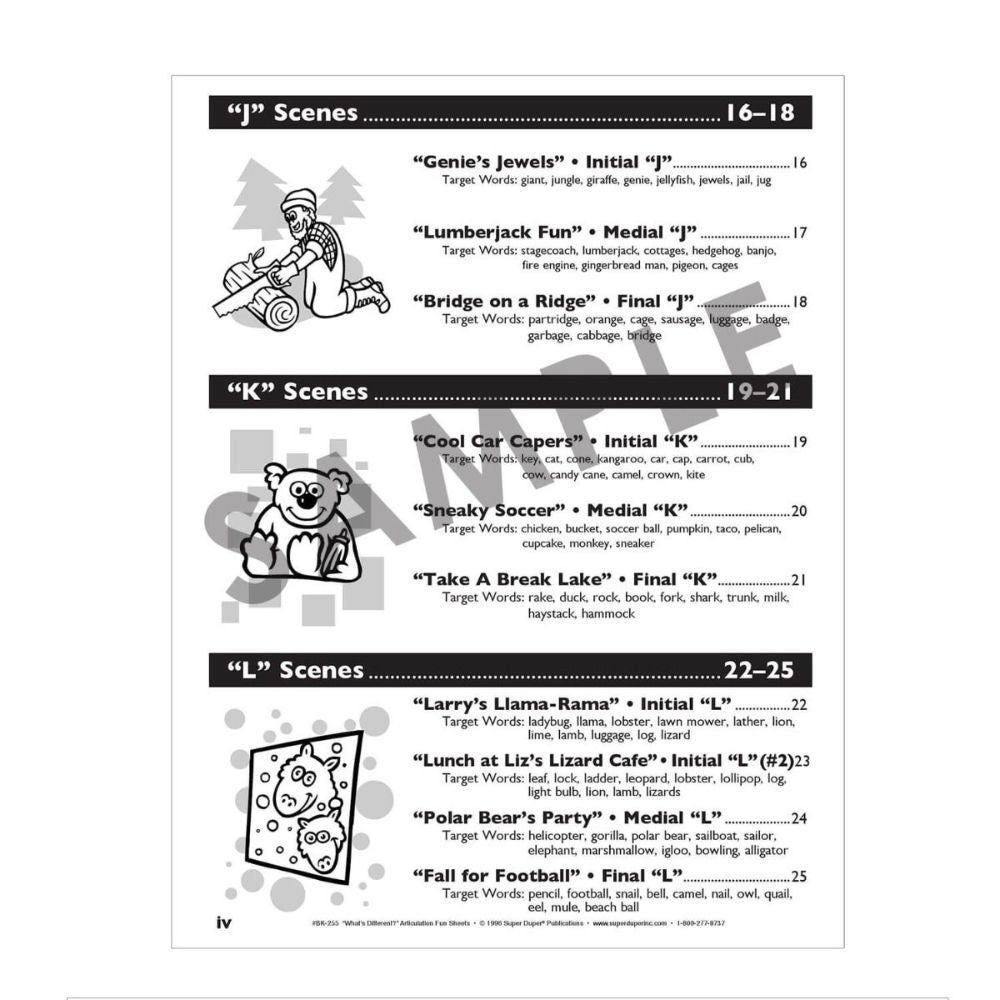 What's Different? Articulation Fun Sheets