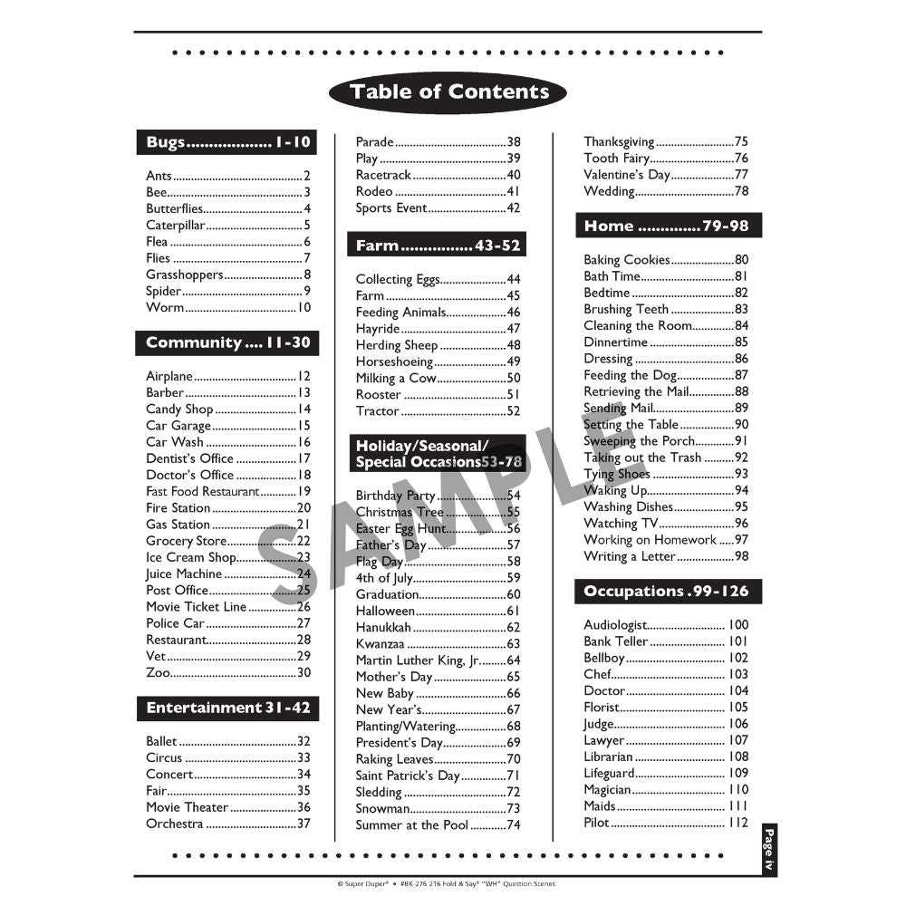 216 Fold & Say "Wh" Question Scenes Book