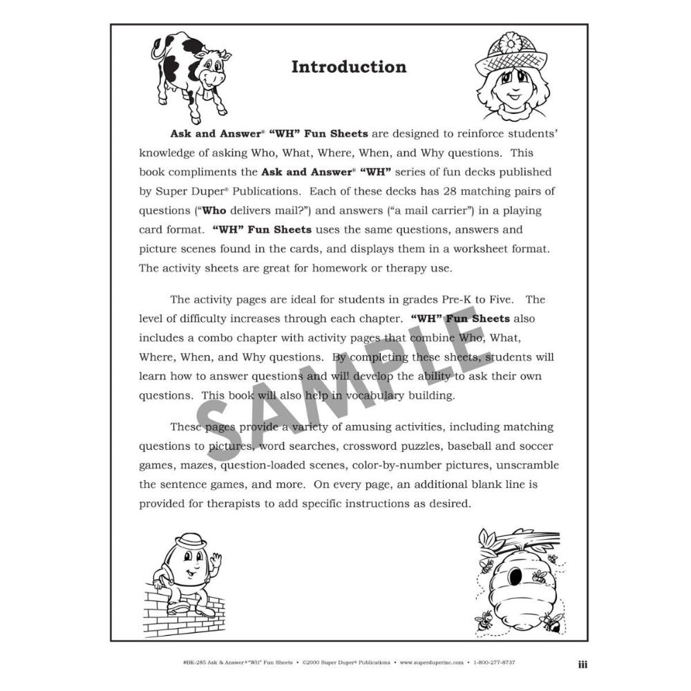 Ask & Answer "Wh" Fun Sheets Book