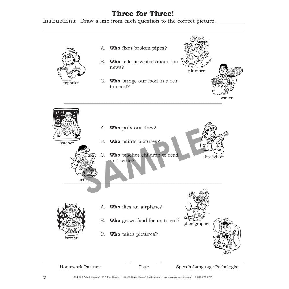 Ask & Answer "Wh" Fun Sheets Book