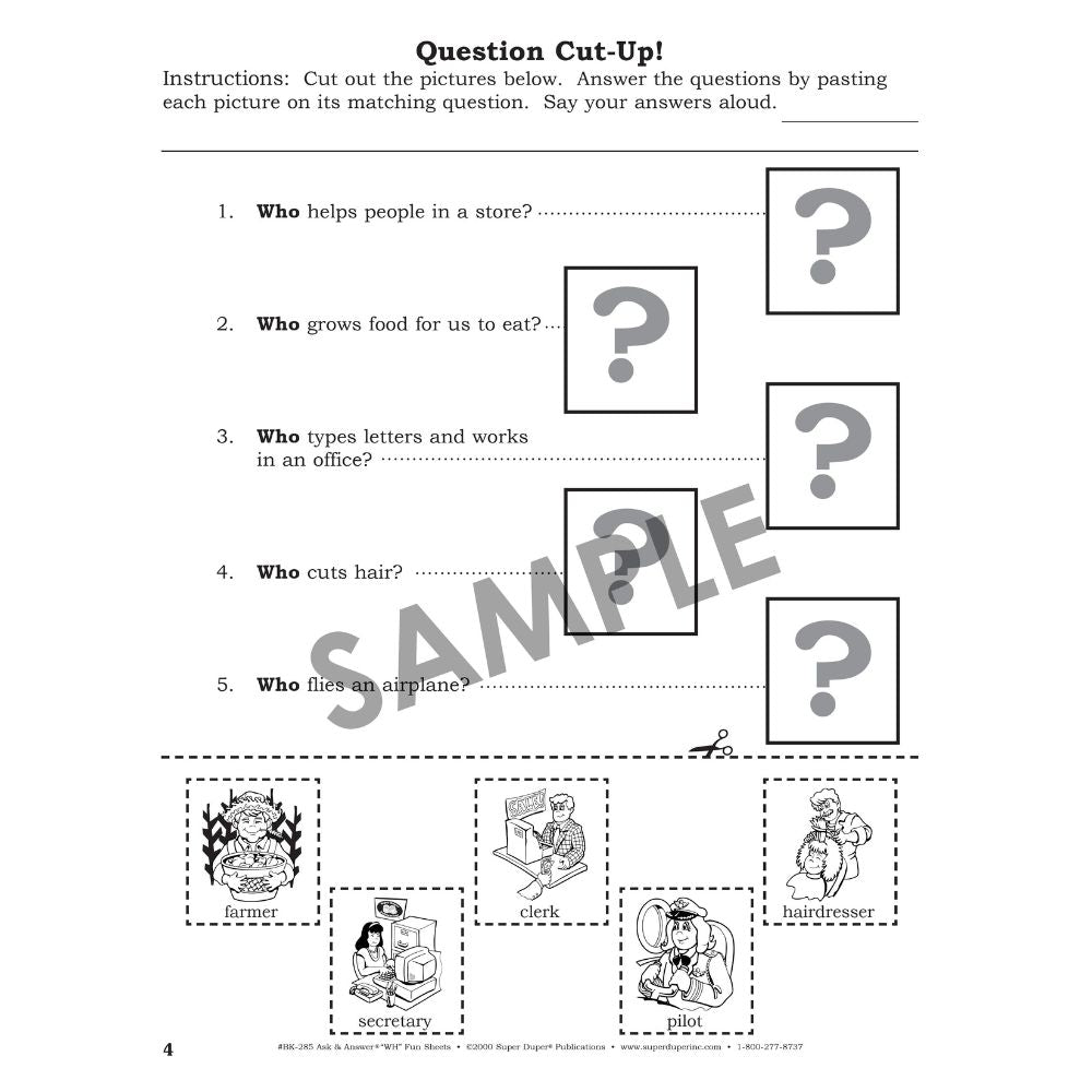 Ask & Answer "Wh" Fun Sheets Book