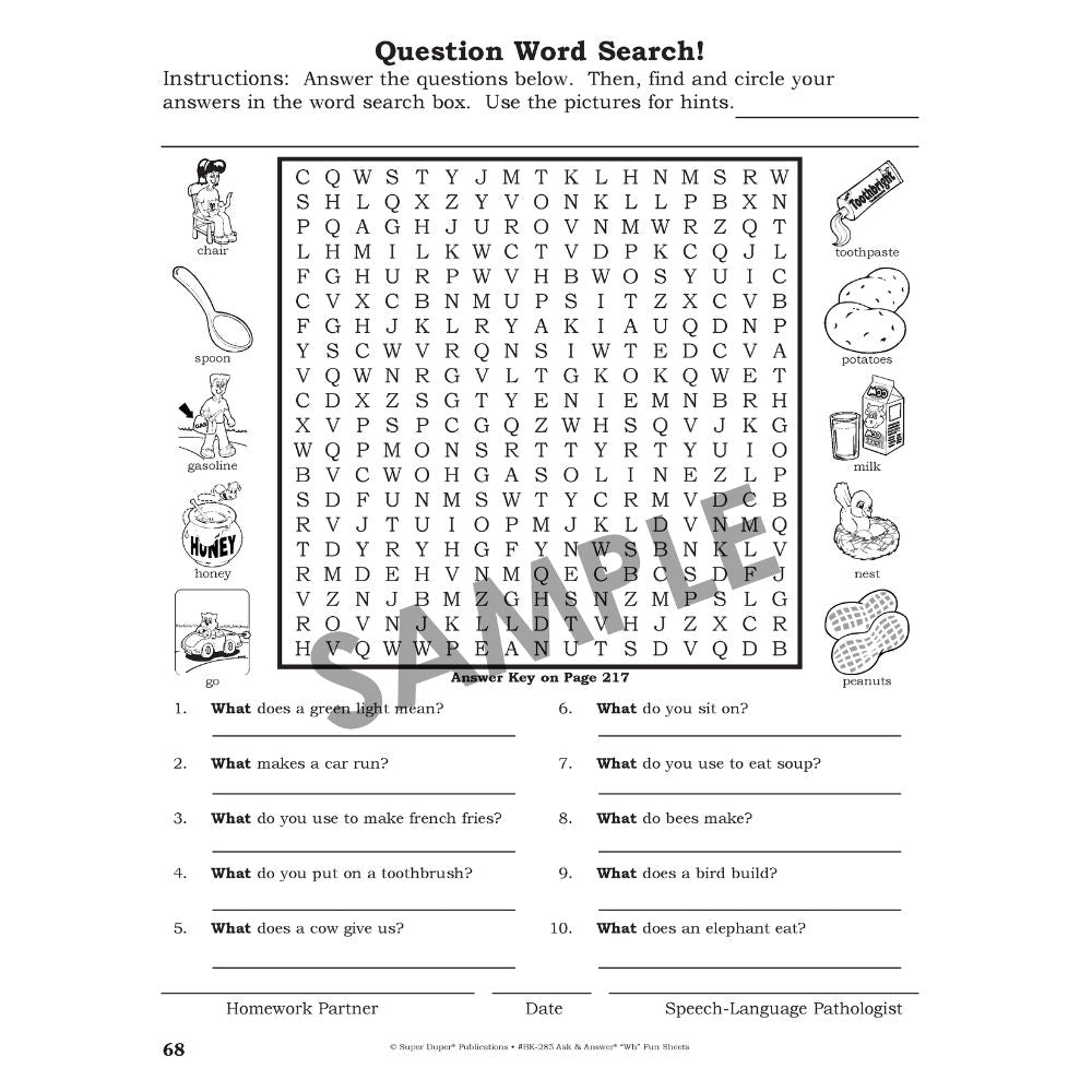 Ask & Answer "Wh" Fun Sheets Book