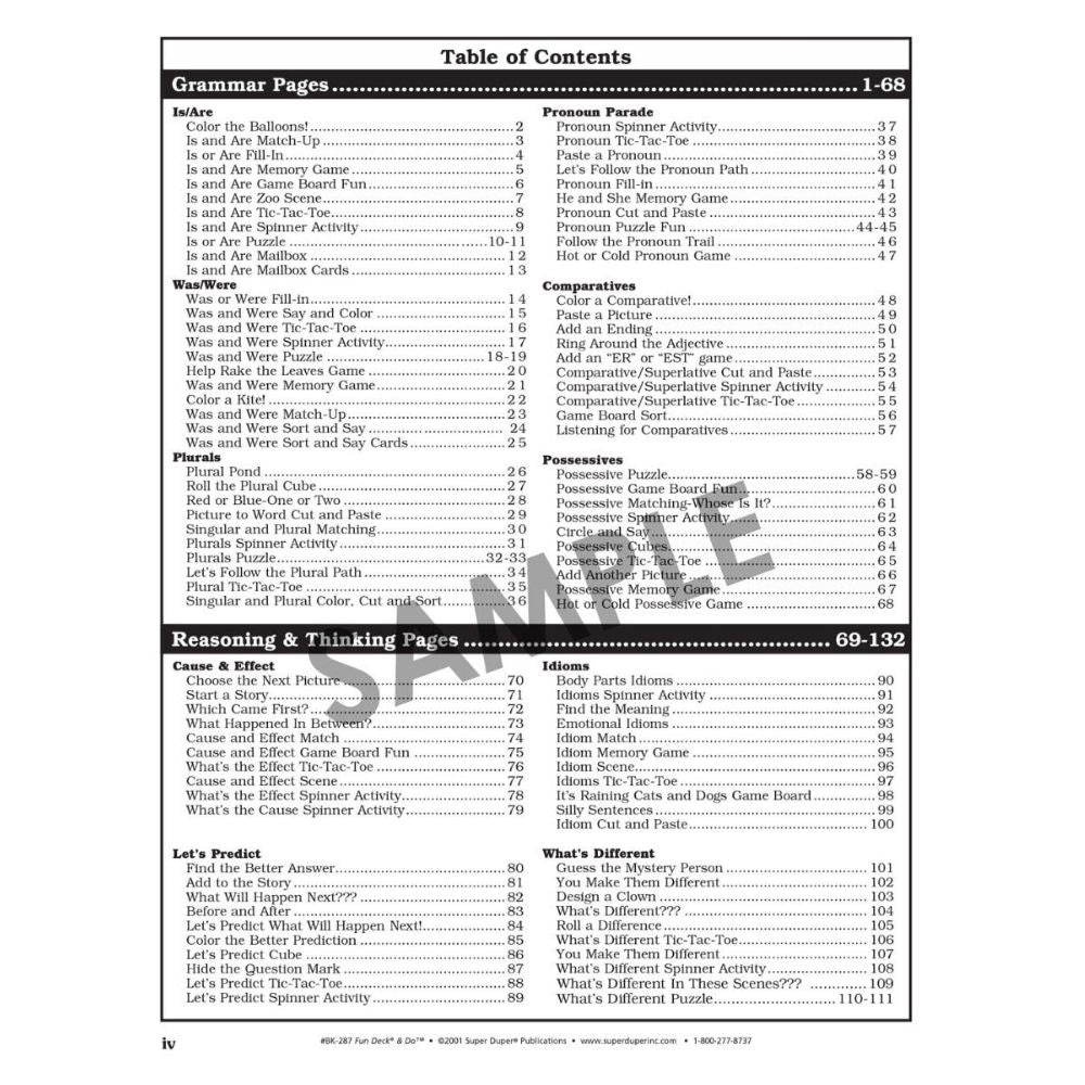 Fun Deck & Do Fun Sheets