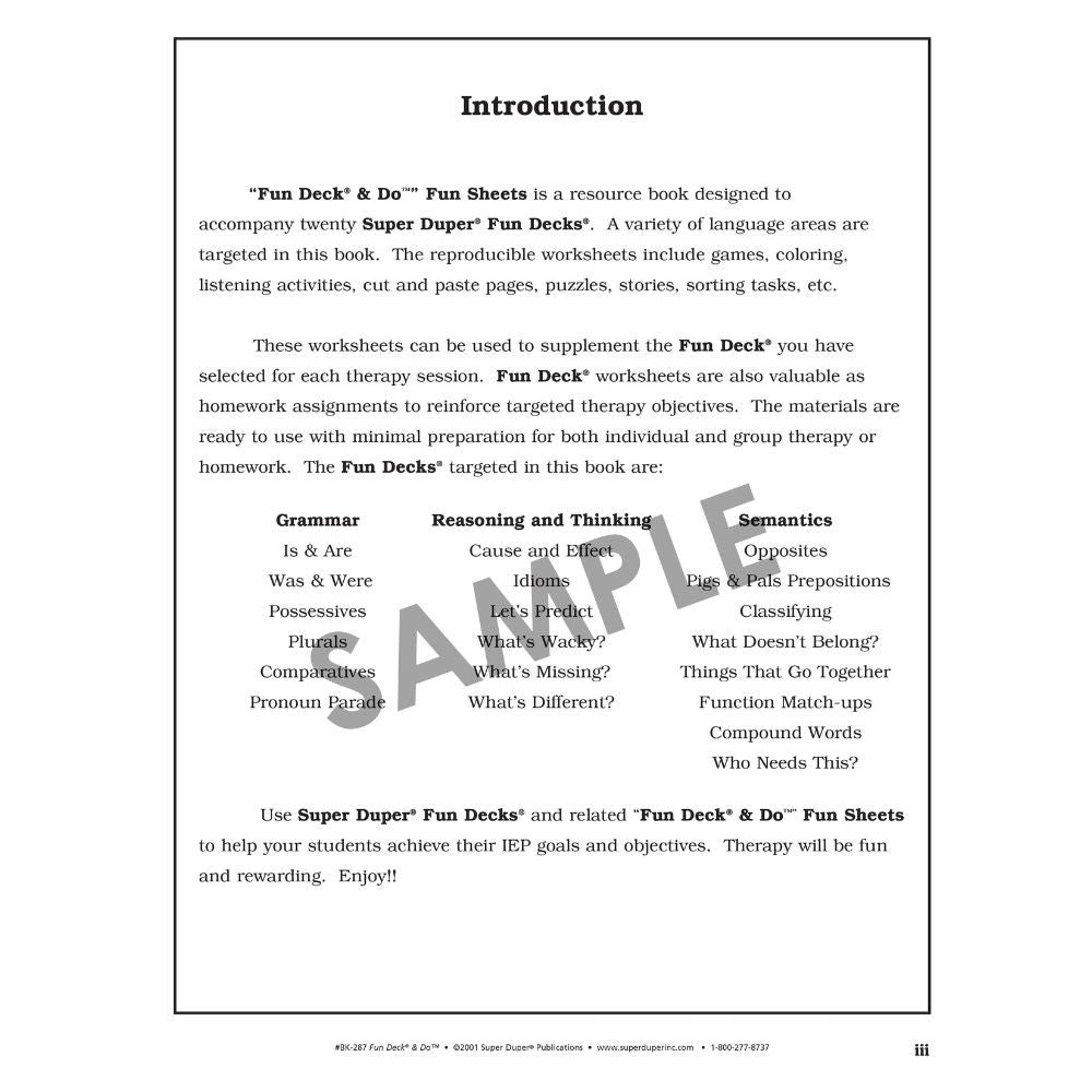 Fun Deck & Do Fun Sheets