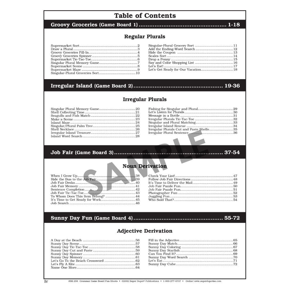 Say And Do Grammar Game Boards Fun Sheets