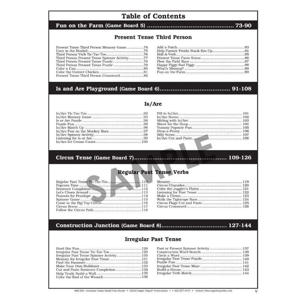 Say And Do Grammar Game Boards Fun Sheets