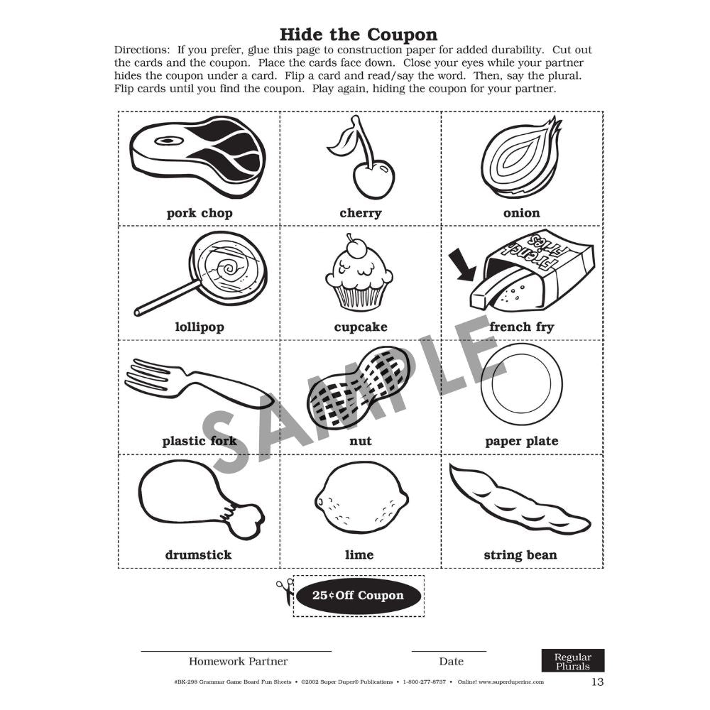 Say And Do Grammar Game Boards Fun Sheets