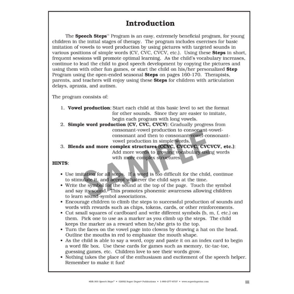 Speech Steps Reproducible Drills for Artic and Language