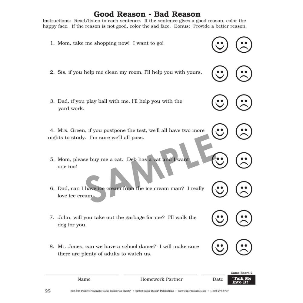 Say And Do Positive Pragmatic Game Boards Fun Sheets