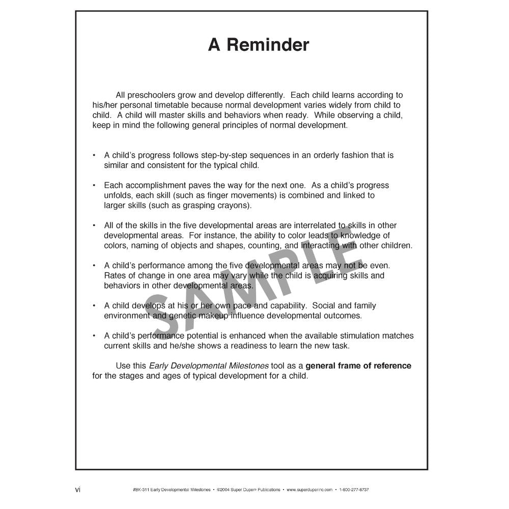 Early Developmental Milestones Book