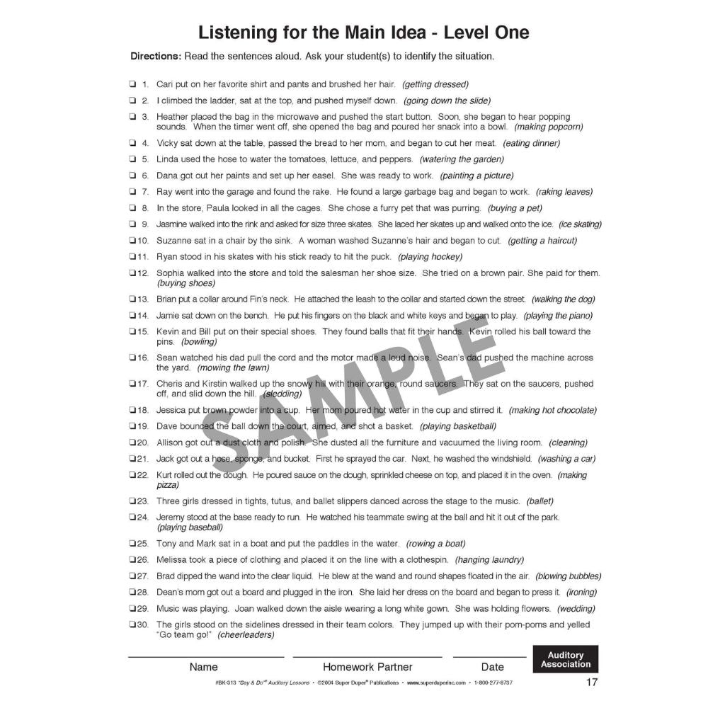 Say And Do Auditory Lessons