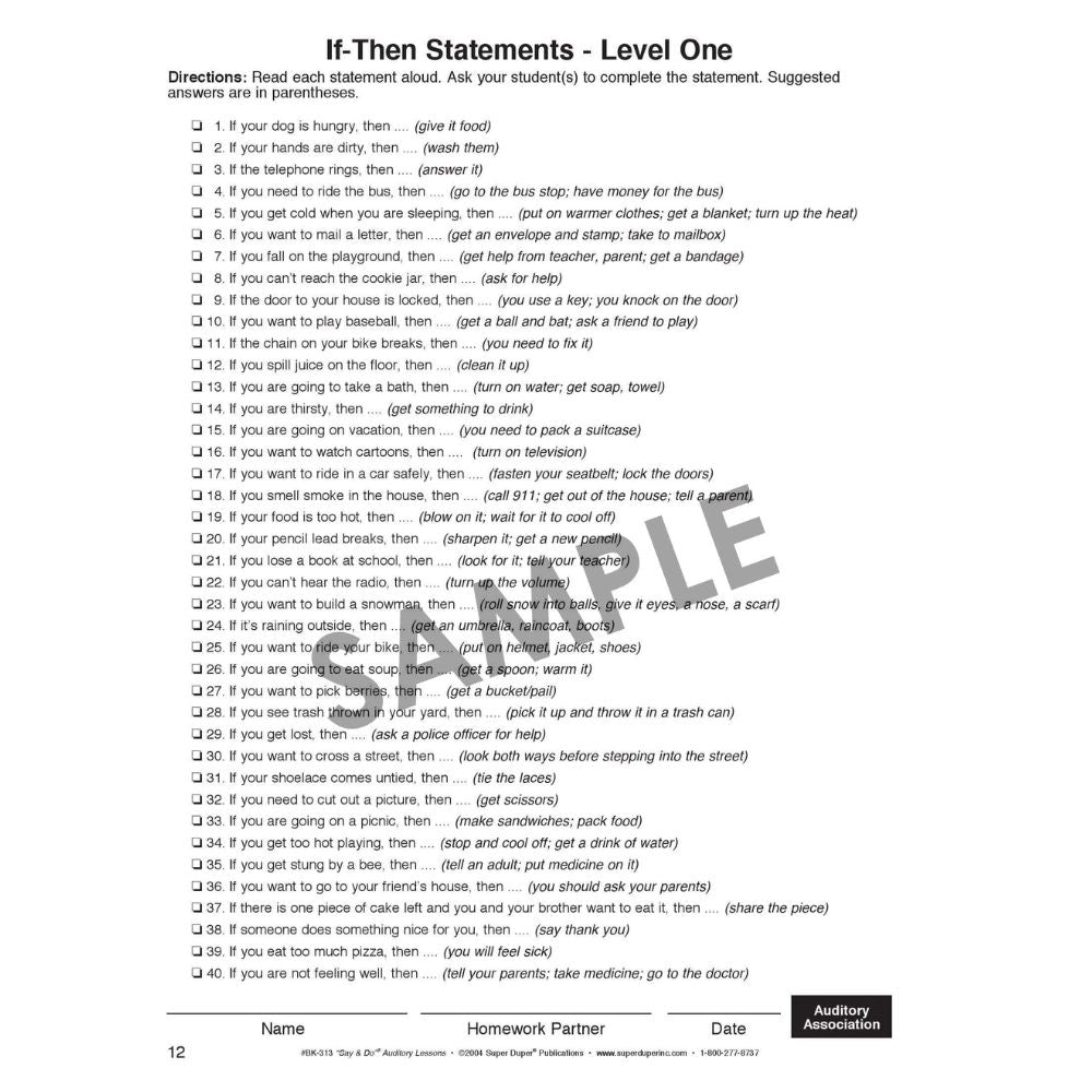 Say And Do Auditory Lessons