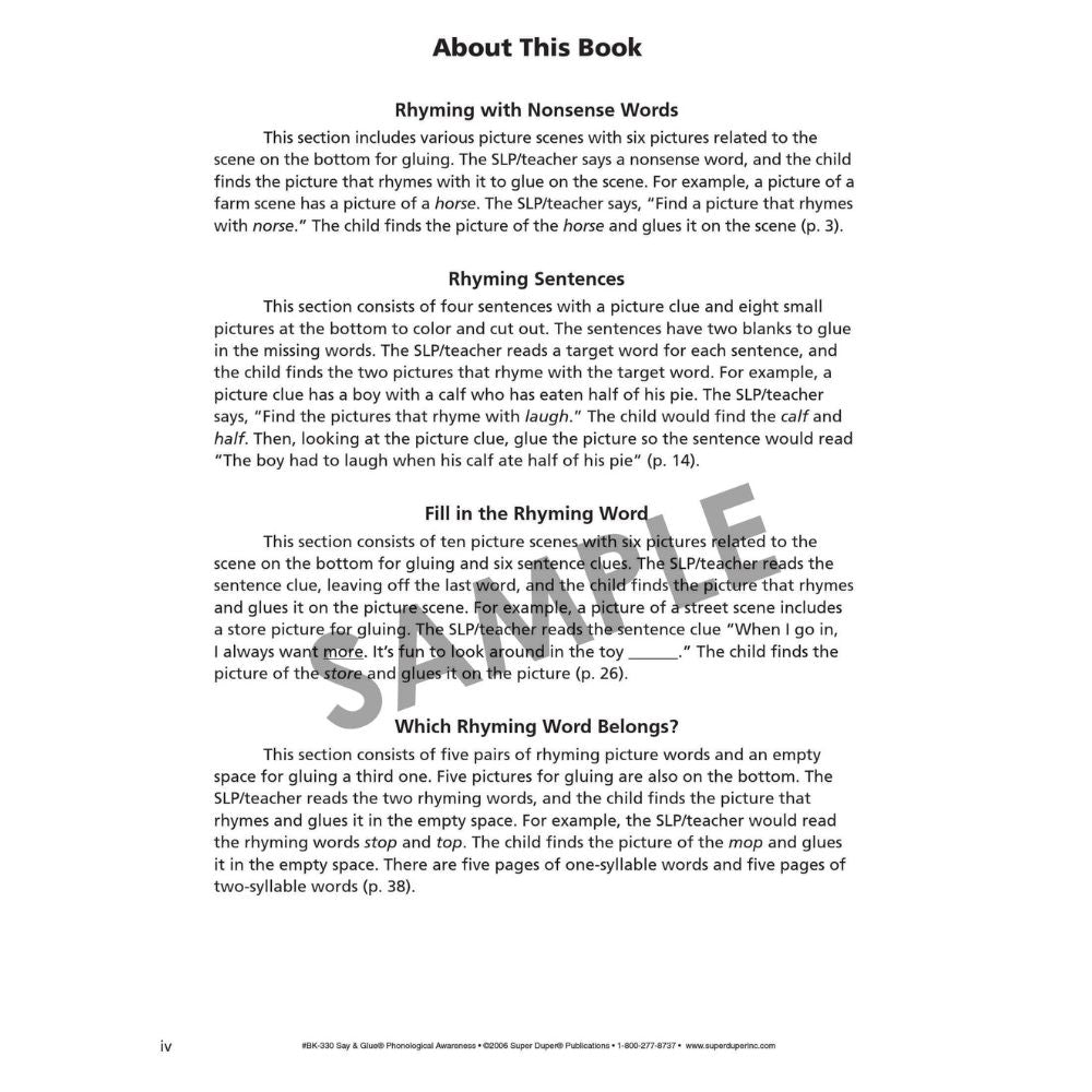 Say & Glue Phonological Awareness Fun Sheets