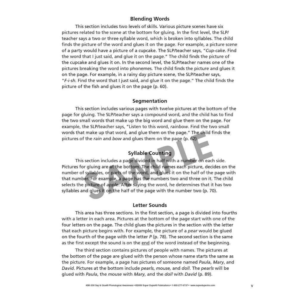Say & Glue Phonological Awareness Fun Sheets