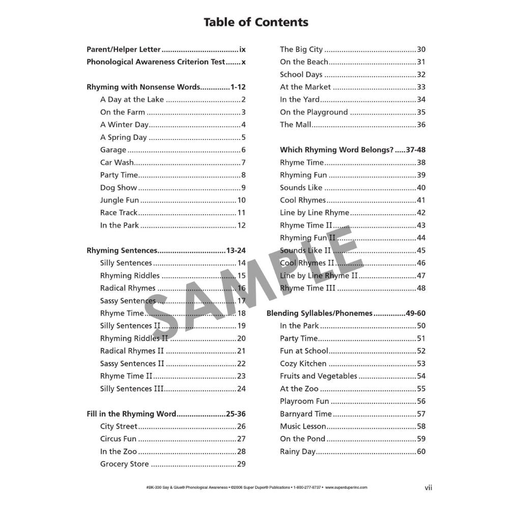 Say & Glue Phonological Awareness Fun Sheets