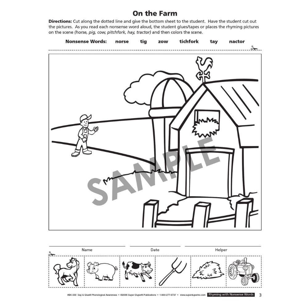 Say & Glue Phonological Awareness Fun Sheets