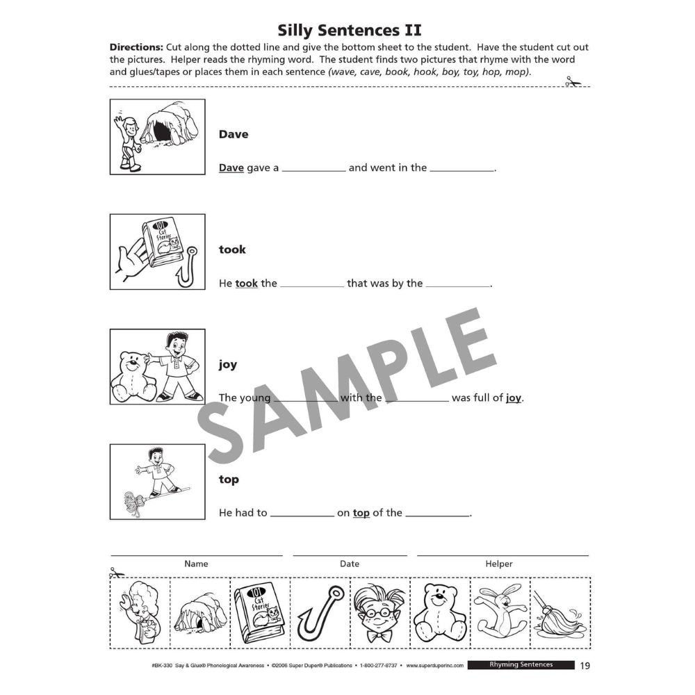 Say & Glue Phonological Awareness Fun Sheets