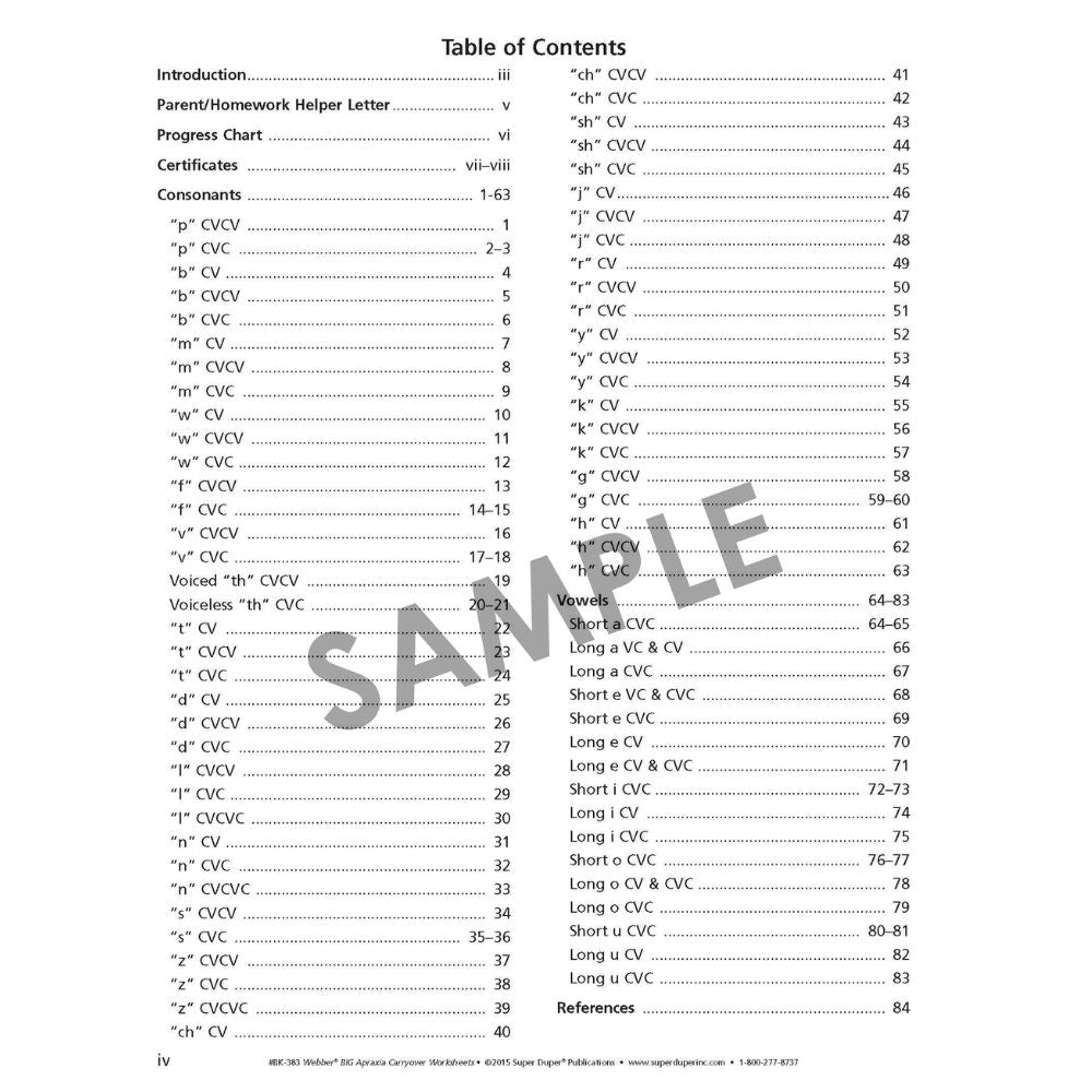 Webber® BIG Apraxia Carryover Worksheets