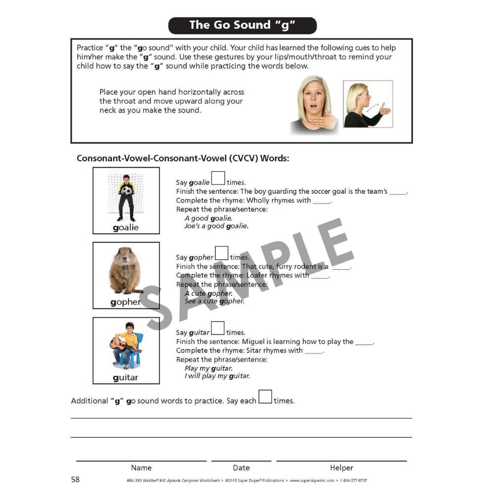 Webber® BIG Apraxia Carryover Worksheets