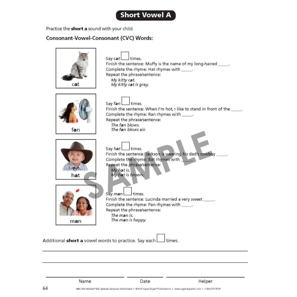 Webber® BIG Apraxia Carryover Worksheets