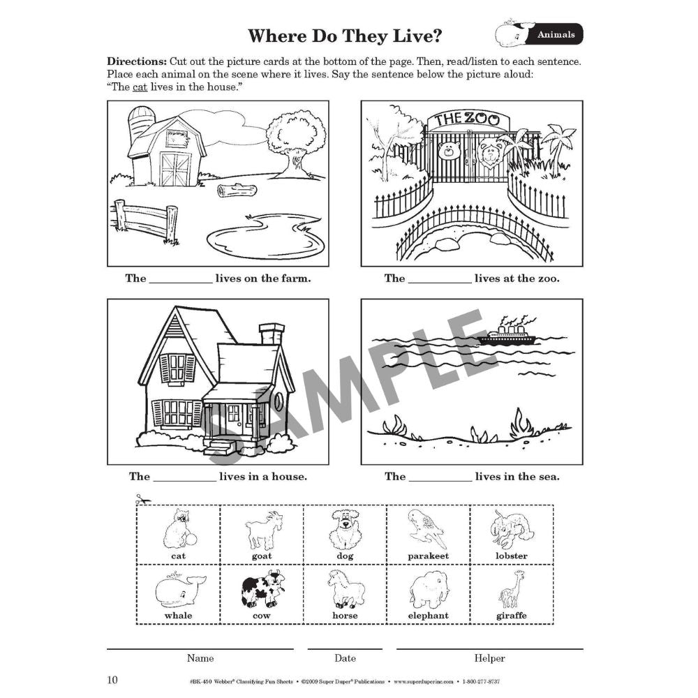 Webber Classifying Fun Sheets