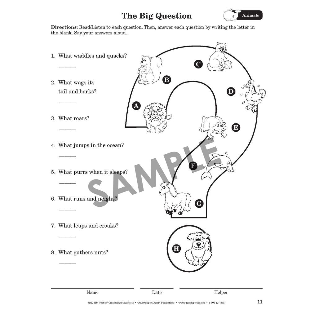 Webber Classifying Fun Sheets
