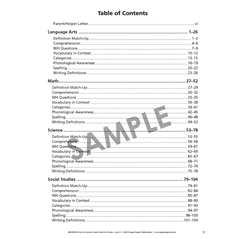 Webber® Core Curriculum Vocabulary Cards and Fun Sheets (Level 2)