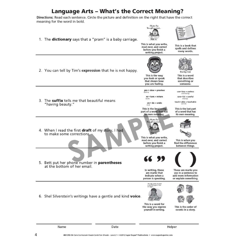 Webber® Core Curriculum Vocabulary Cards and Fun Sheets (Level 2)