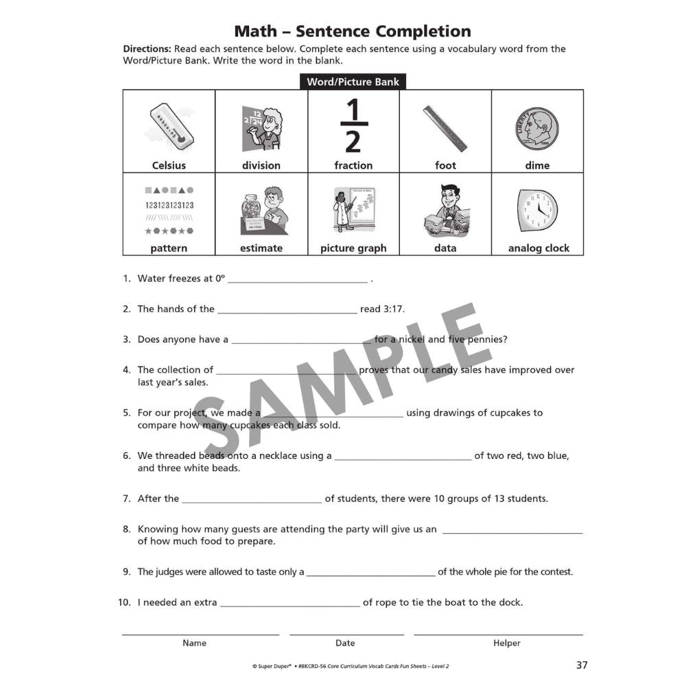 Webber® Core Curriculum Vocabulary Cards and Fun Sheets (Level 2)