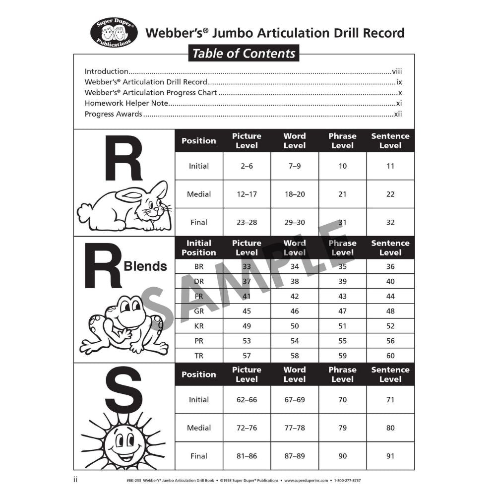 Webber's® Jumbo Articulation Drill Book