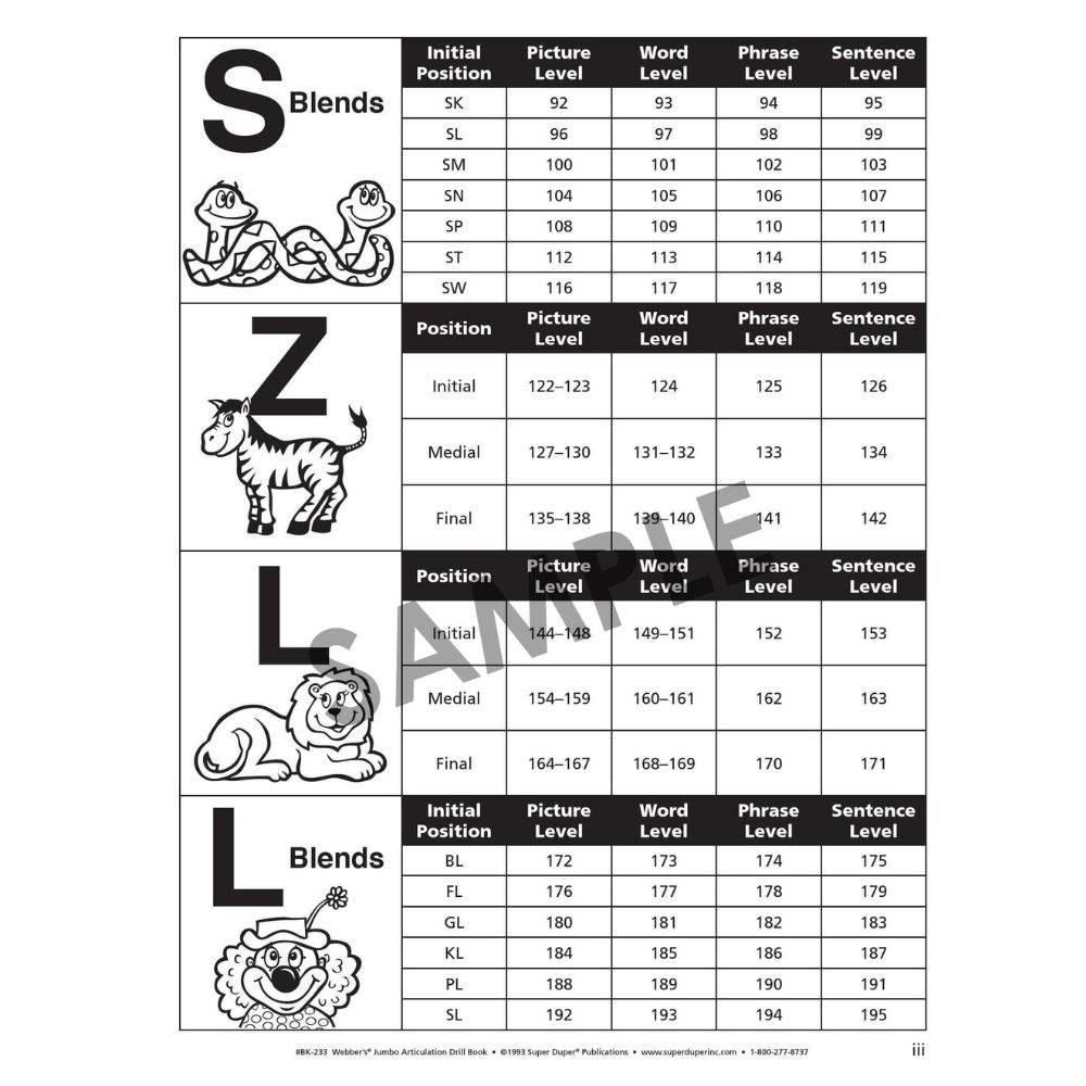 Webber's® Jumbo Articulation Drill Book