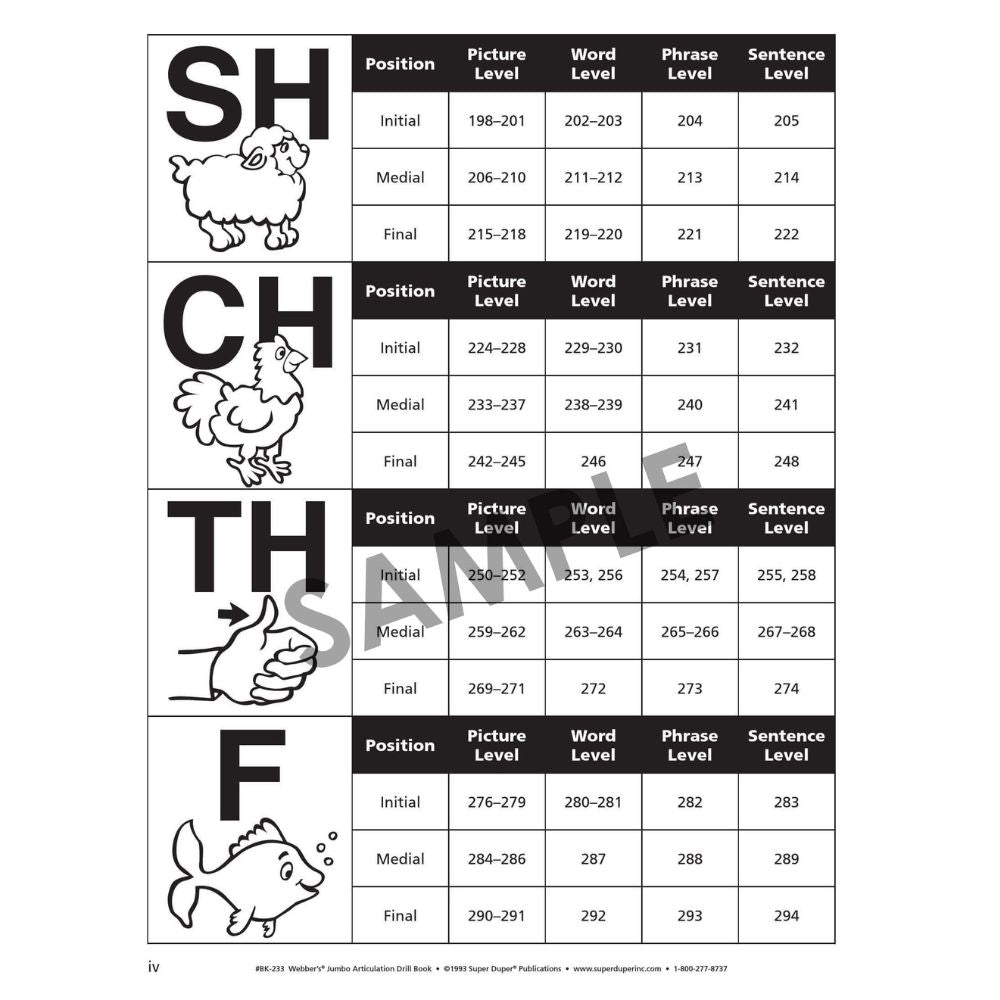 Webber's® Jumbo Articulation Drill Book