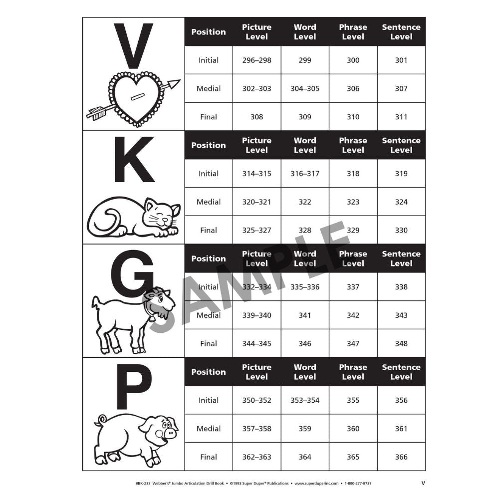 Webber's® Jumbo Articulation Drill Book
