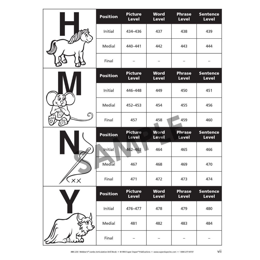 Webber's® Jumbo Articulation Drill Book