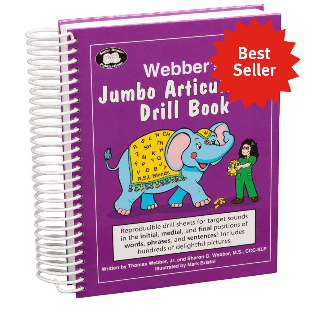 Webber's® Jumbo Articulation Drill Book, an articulation speech therapy book for students and children