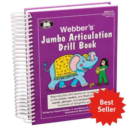 Webber's® Jumbo Articulation Drill Book, an articulation speech therapy book for students and children