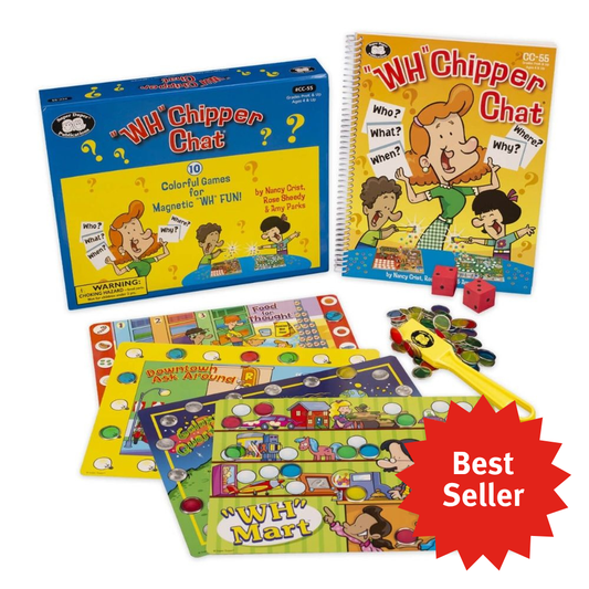 "WH" Chipper Chat® educational game that teaches students and children questioning skills