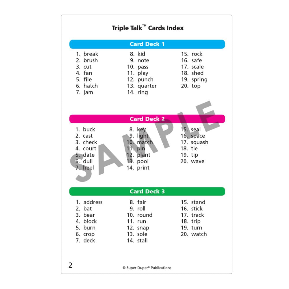Triple Talk™ Vocabulary Cards