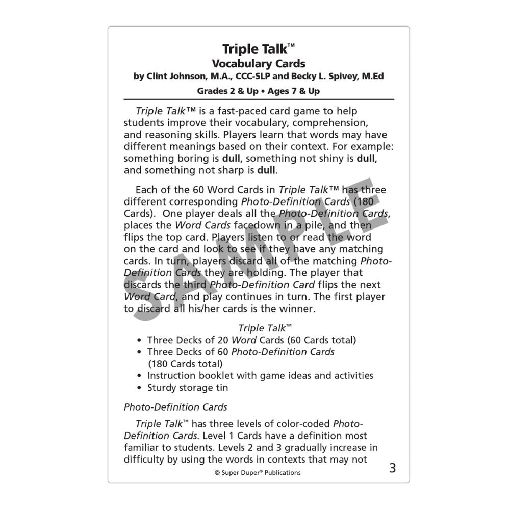 Triple Talk™ Vocabulary Cards